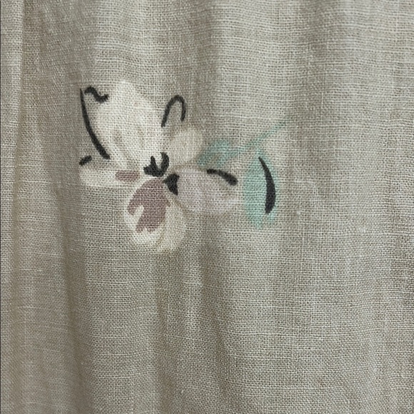 Vintage White Stag  Linen Cotton Cream Pleated Maxi Sundress - Picture 10 of 11